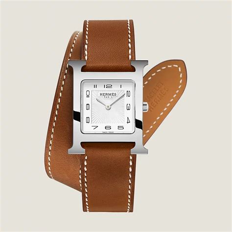 hermes silver watch w leather strap set|Hermes watch strap for sale.